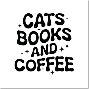 Cats, books, and coffee Posters and Art